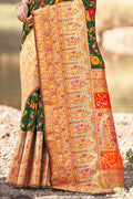 Bottle Green Kalamkari Saree