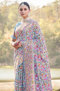 Powder Blue Kalamkari Saree