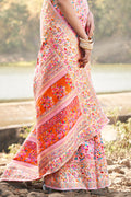 Salmon Peach Kashmiri Pashmina Saree