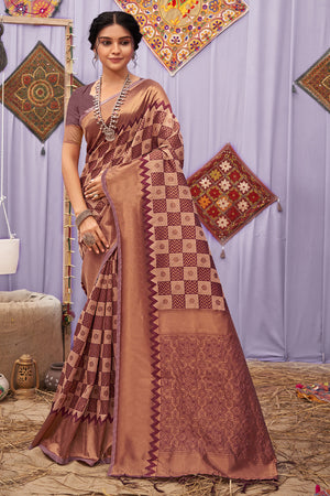 American Brown Cotton Saree