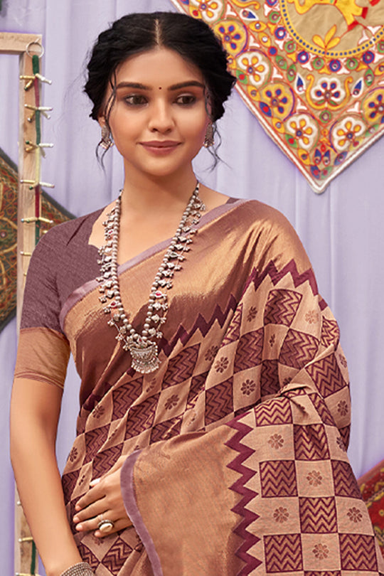 American Brown Cotton Saree