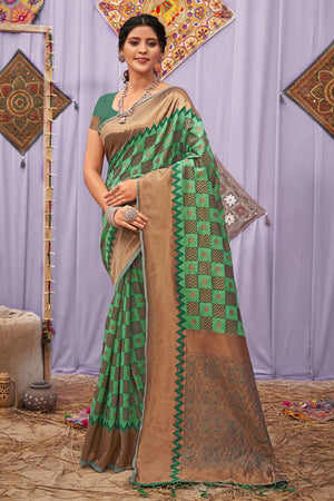 Jade Green Cotton Saree