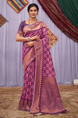 Violet Cotton Saree