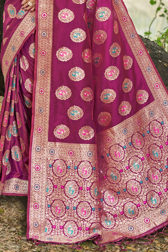 Boysensberry Wine Organza Saree