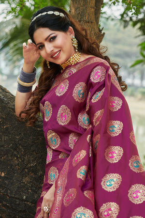 Boysensberry Wine Organza Saree