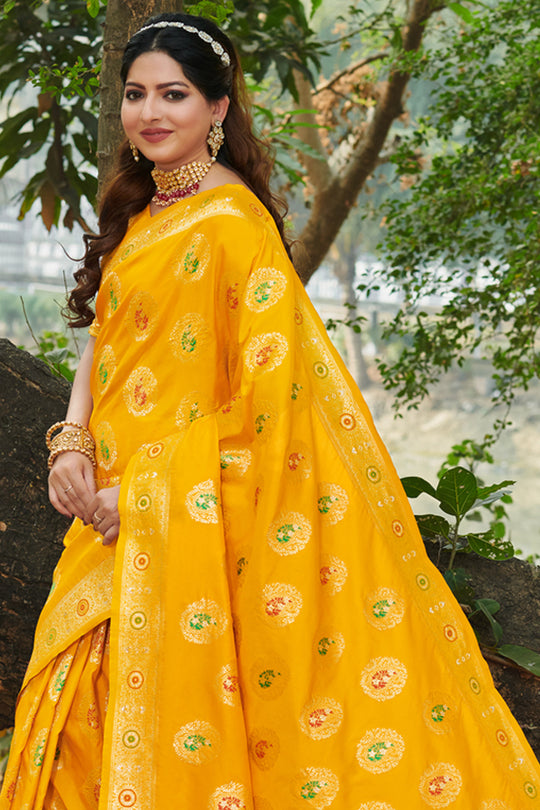 Turmeric Yellow Organza Saree