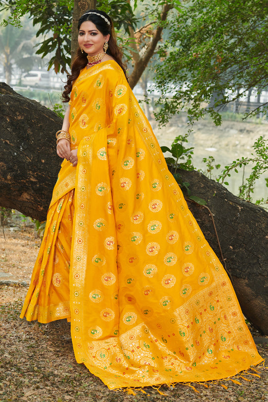 Turmeric Yellow Organza Saree