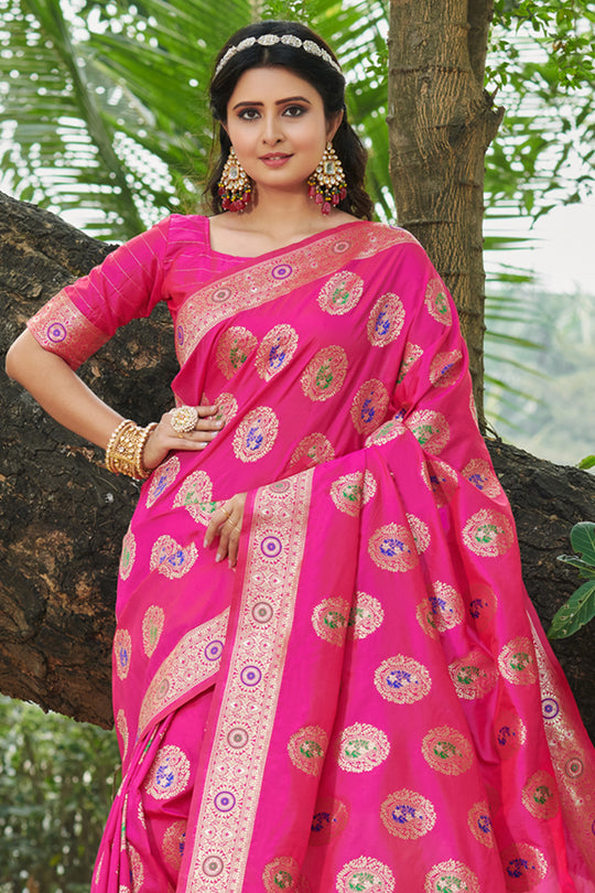 Bubblegum Pink Organza Saree