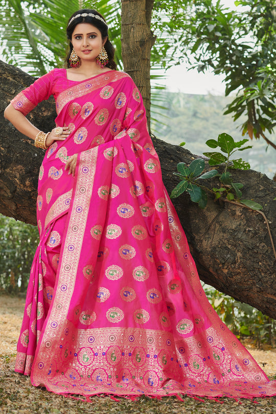 Bubblegum Pink Organza Saree