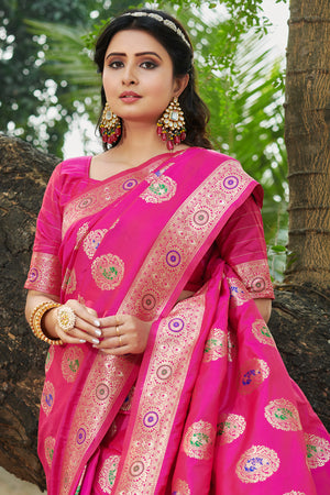 Bubblegum Pink Organza Saree