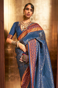 Yale Blue Banarasi Saree
