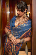 Yale Blue Banarasi Saree