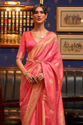 Thulian Pink Satin Silk Saree