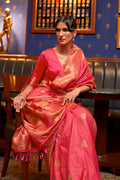 Thulian Pink Satin Silk Saree