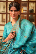 Powder Blue Satin Silk Saree