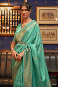 Mint Green Satin Silk Saree