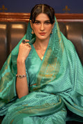 Mint Green Satin Silk Saree