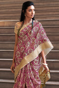 Pink Digital Print Saree