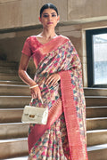 Pink Digital Print Saree