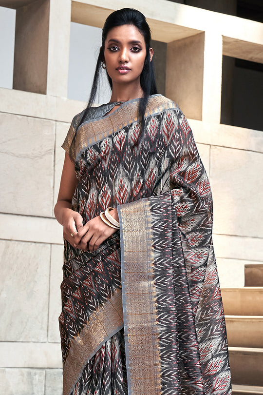 Black Digital Print Saree