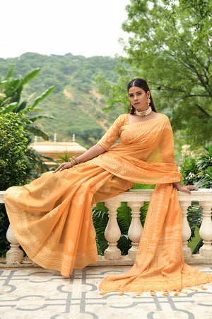 Canary Yellow Cotton Saree