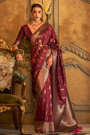 Cinnamon Brown Satin Saree