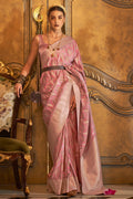 Rose Pink Satin Saree