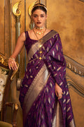 Imperial Purple Satin Saree