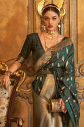 Bottle Green Satin Saree