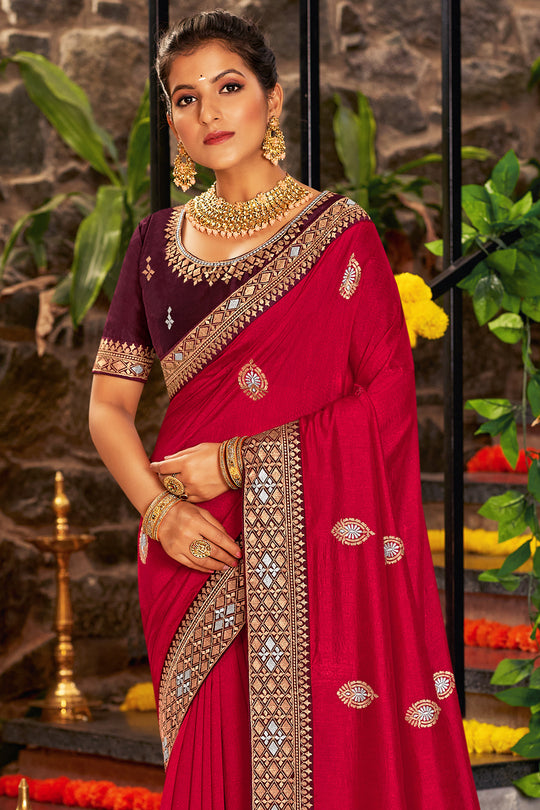 Crimson Red South Silk Saree