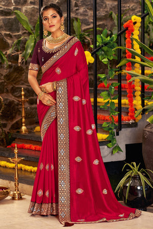 Crimson Red South Silk Saree