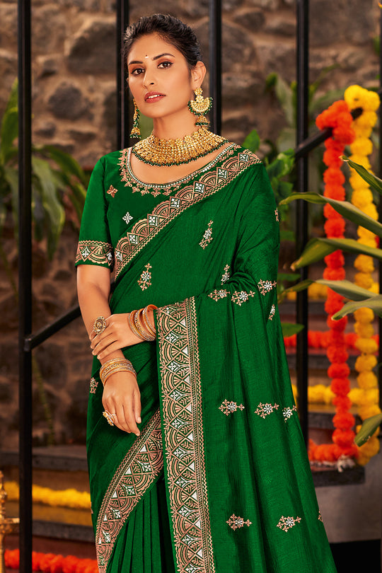 Bottle Green South Silk Saree