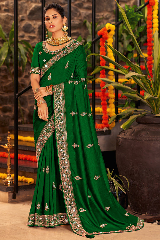 Bottle Green South Silk Saree