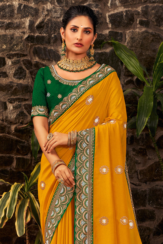 Marigold Yellow South Silk Saree