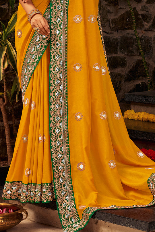 Marigold Yellow South Silk Saree