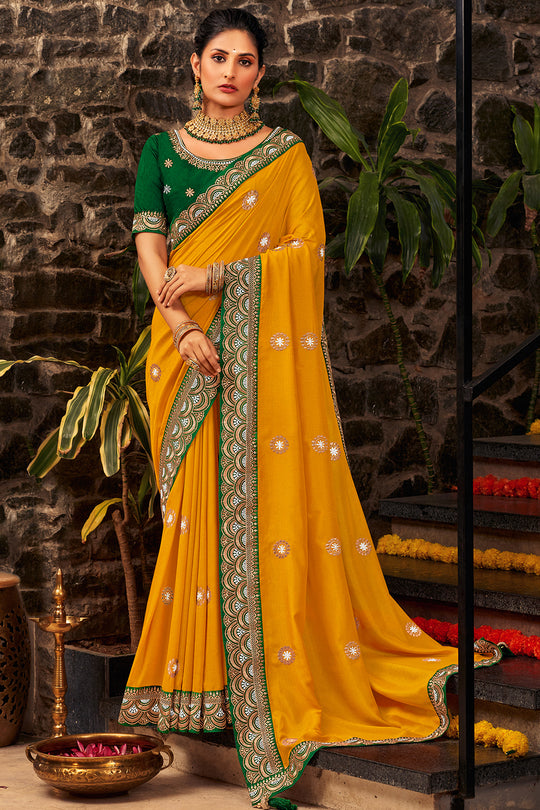 Marigold Yellow South Silk Saree