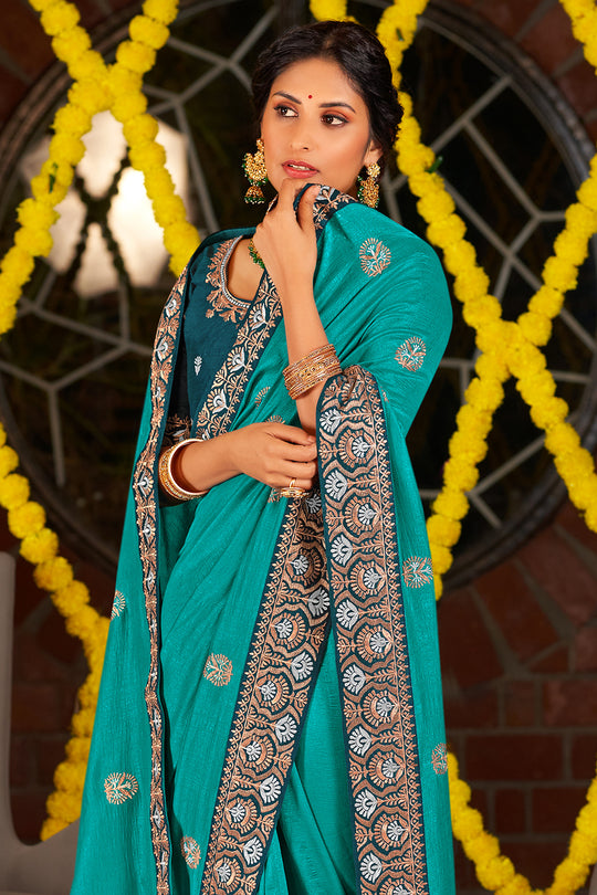 Ocean Blue South Silk Saree