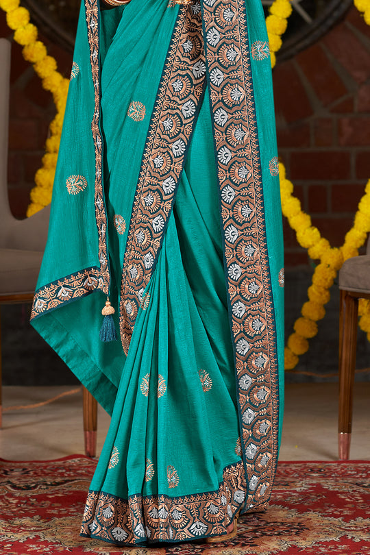 Ocean Blue South Silk Saree