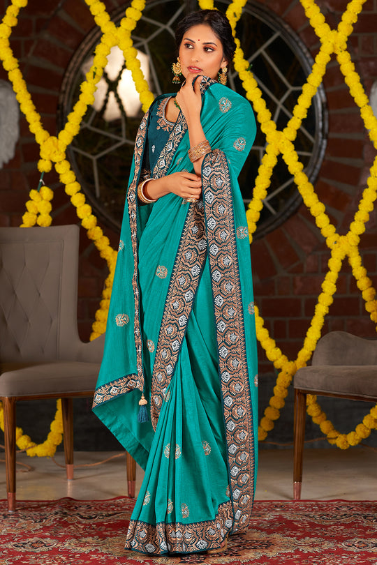 Ocean Blue South Silk Saree