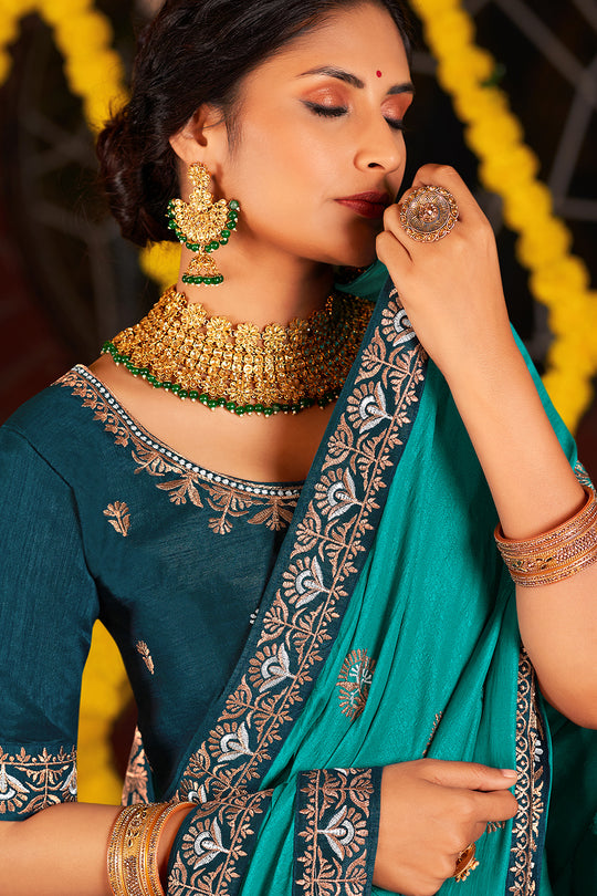 Ocean Blue South Silk Saree