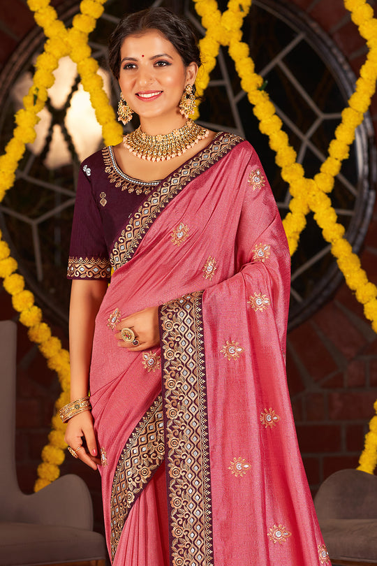 Baby Pink South Silk Saree