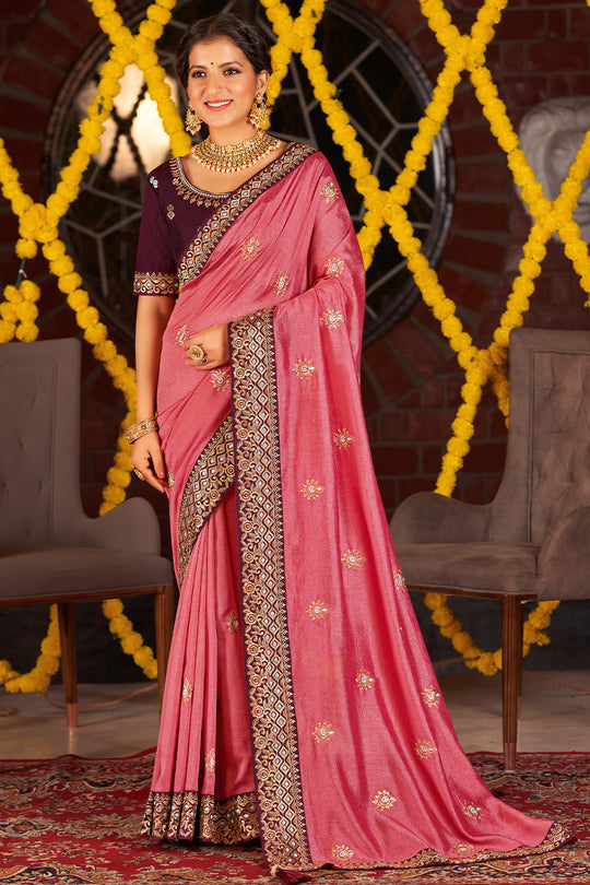 Baby Pink South Silk Saree