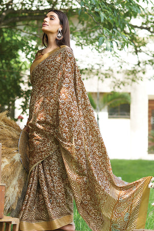 Army Green Digital Print Saree
