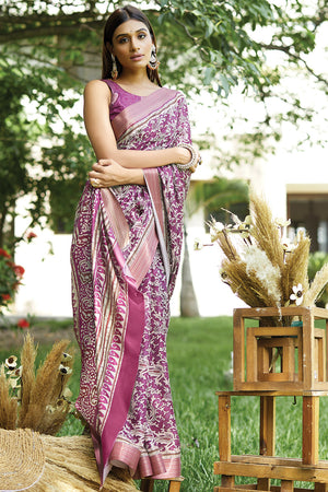 Bubblegum Pink Digital Print Saree