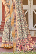 Daisy White Digital Print Saree