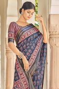 Spruce Blue Digital Print Saree
