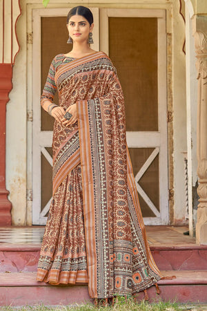 Copper Bronze Digital Print Saree