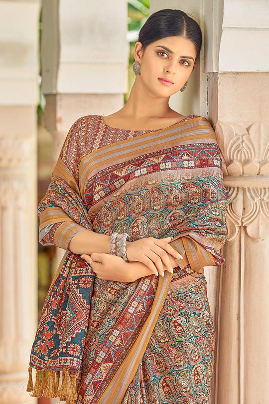 Multicolor Digital Print Saree