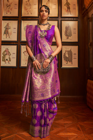 French Violet Kanjivaram Saree