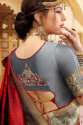 Jam red  banarasi saree - Buy online on Karagiri - Free shipping to USA